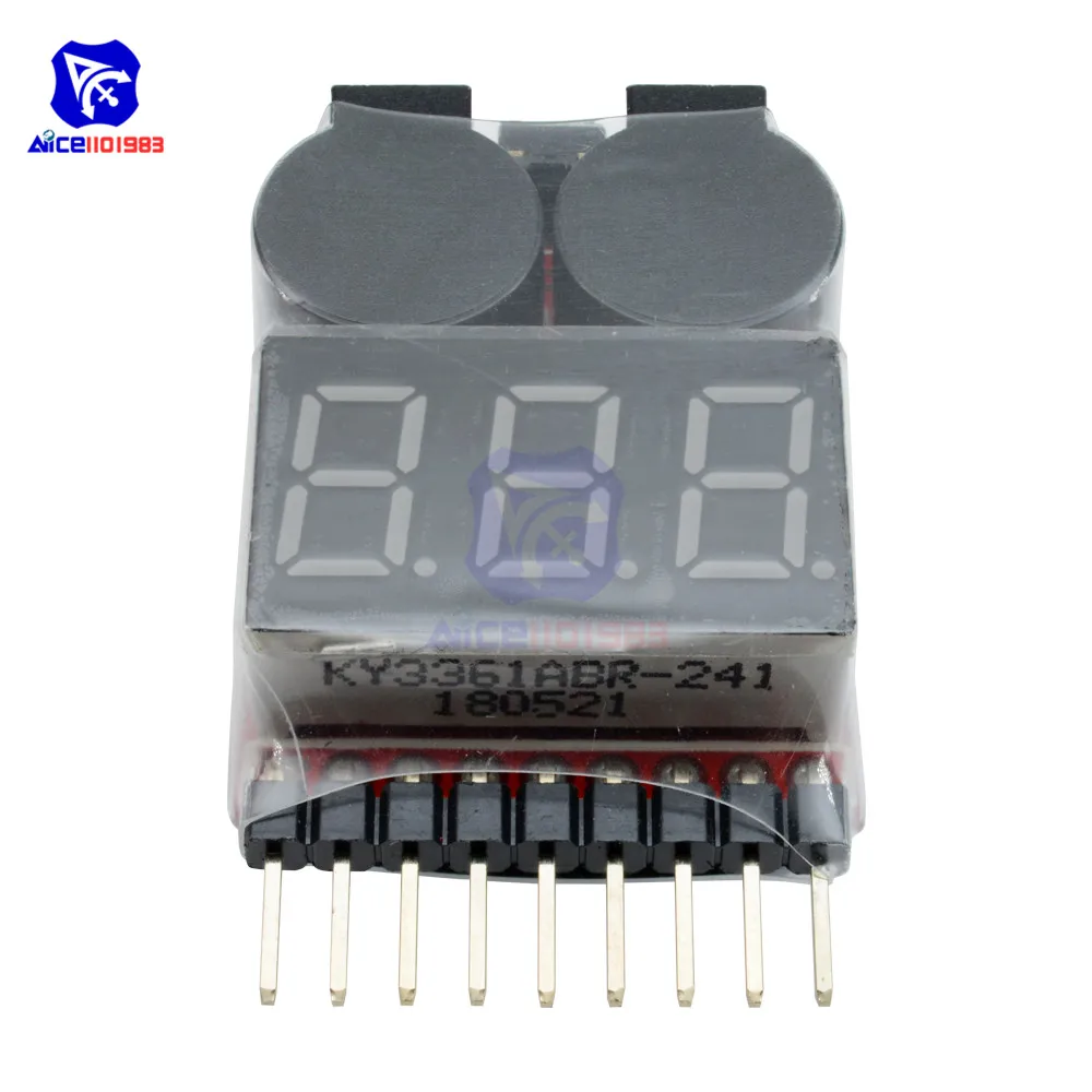 2 в 1 li-ion RC Lipo батарея низкого напряжения сигнал тревоги 1 S-8 S зуммер Индикатор проверки Тестер светодиодный дисплей доска модуль