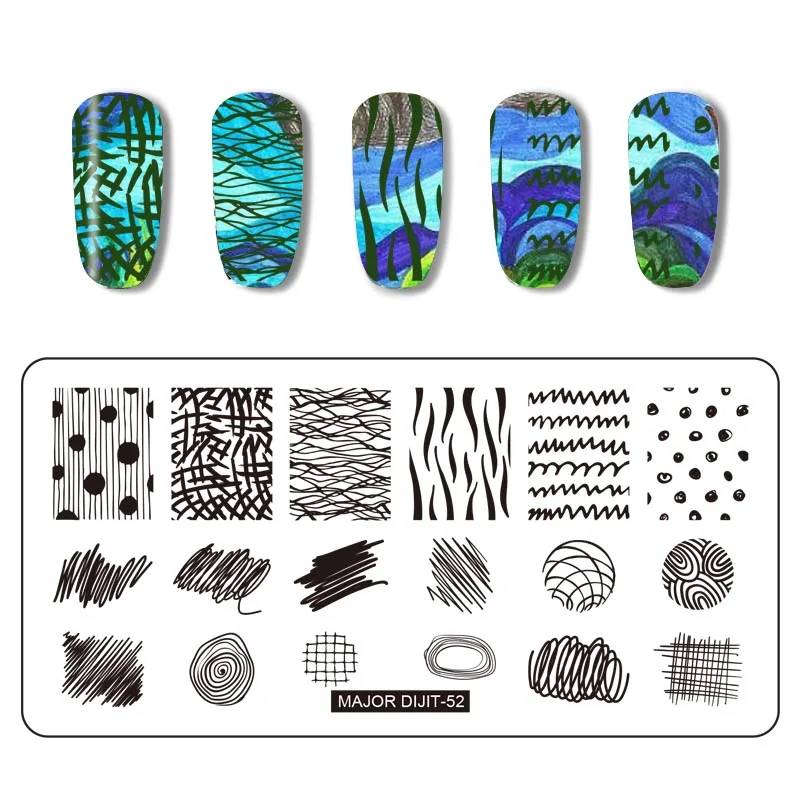 Major Dijit граффити Стиль нейл арта шаблоны для стемпинга прямоугольник маникюр
