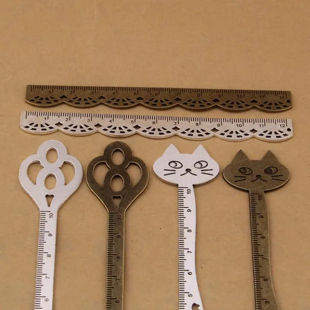 

Antique Straight Ruler Cat Key Lace Ruler Novelty Vintage Metal Straight Ruler