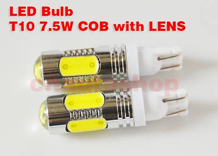Flytop T10 7,5 W Высокая мощность с объективом COB Автомобильный светодиодный светильник W5W 194 168 12V ксенон белый парковочный фонарь заднего хода(2 шт