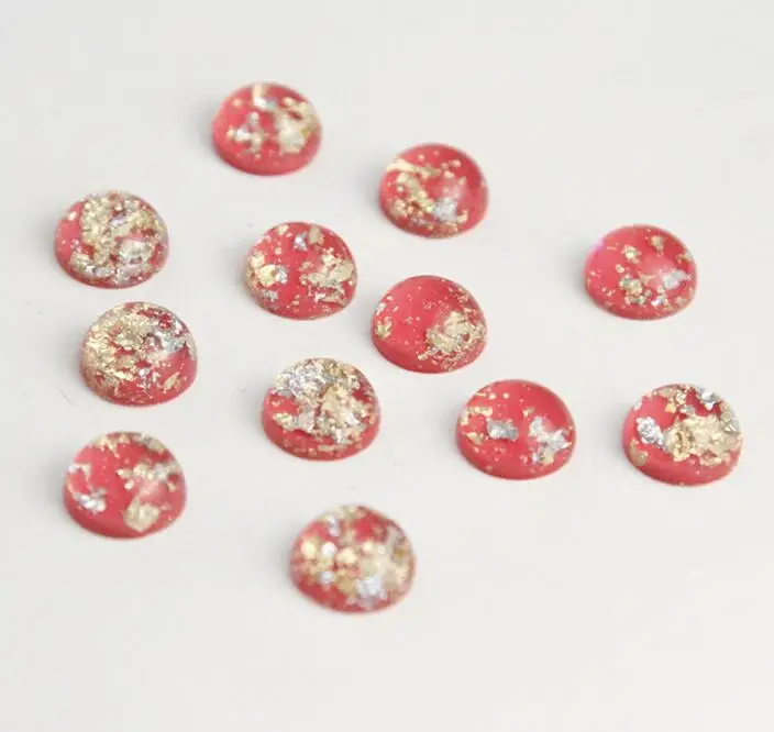 red Jaymaxi 12 мм Смола гладкий плоский золотой фольги Кнопка бусины DIY ювелирных изделий искусственный Druzy Кабошон Основа 50 шт./лот - Цвет: red