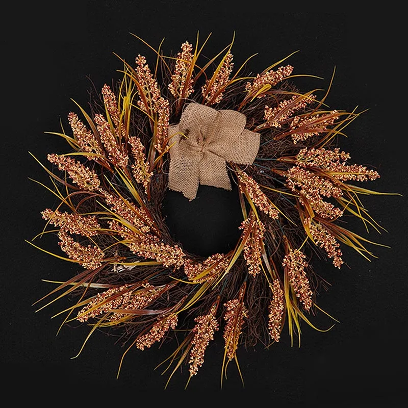 45 см осенние зерна пшеницы ушной Раттан круглый искусственный цветок входная