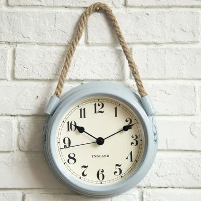 Lanyard style 8 дюймовые круглые Настенные часы Saat Reloj Relogio De Parede, Современные Простые бесшумные часы для спальни, металлические часы для гостиной, кварцевые часы - Цвет: Lanyard style