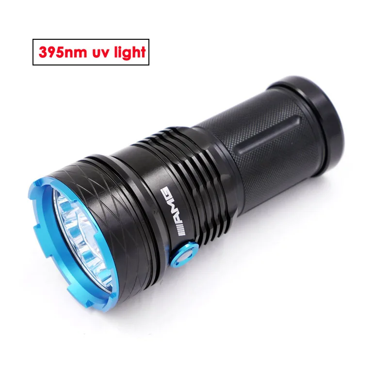 12pcx 365nm T6 УФ светодиодный фонарик 395nm фонарь черный свет 84 Вт ультрафиолетовая