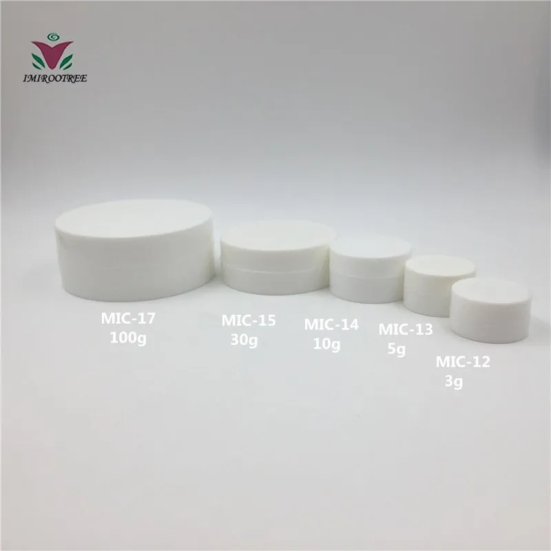 

100pcs 3g 5g 10g White Plastic Bottle Empty Cosmetic Container Eye Shadow Make up Face Cream Jar