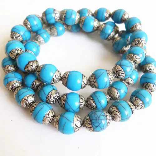 Оптовая продажа 50 шт. бусины в тибетском стиле свободные с имитацией смолы