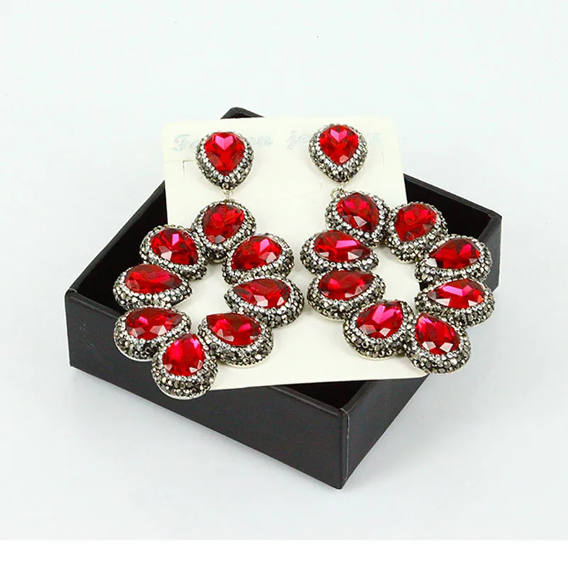 6 Colors Full Of Crystal Drop Earrings for Women Long Earring Luxury Hyperbole High Quality Statement Jewelry | Украшения и