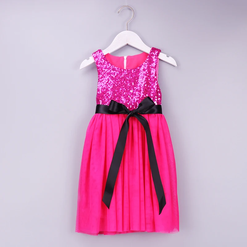 Платье с цветочным узором для девочек ярко-розовые платья-пачки блестками