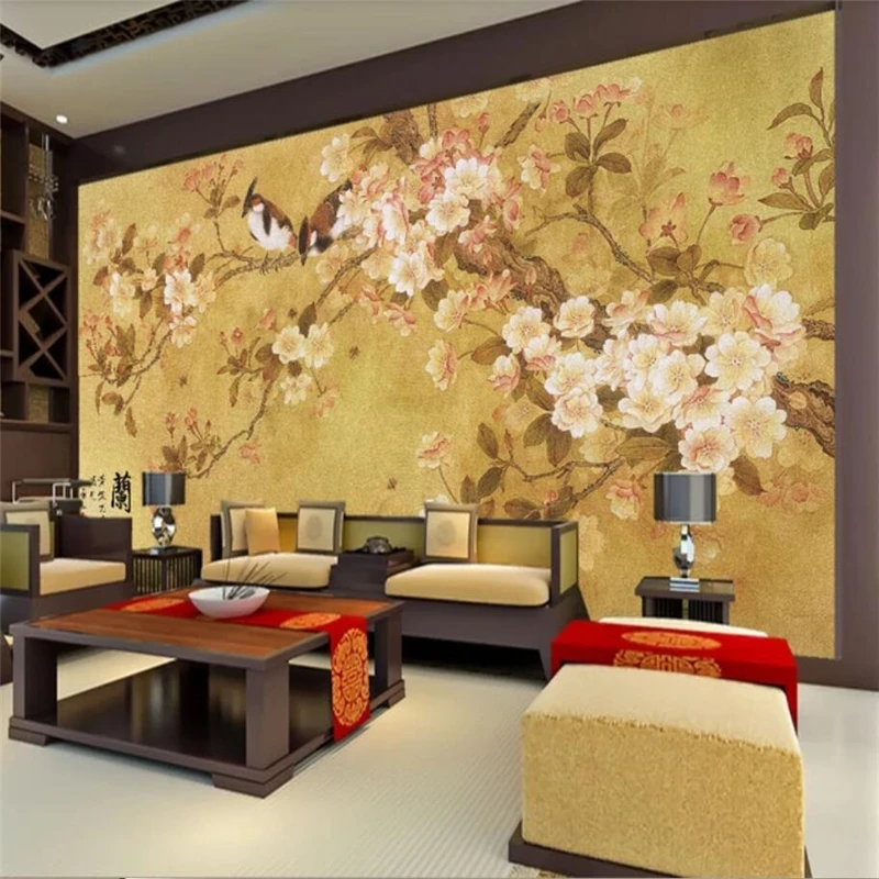 

beibehang Custom 3d wallpaper orchid flower bird Chinese elegant TV background wall living room bedroom restaurant 3d wallpaper