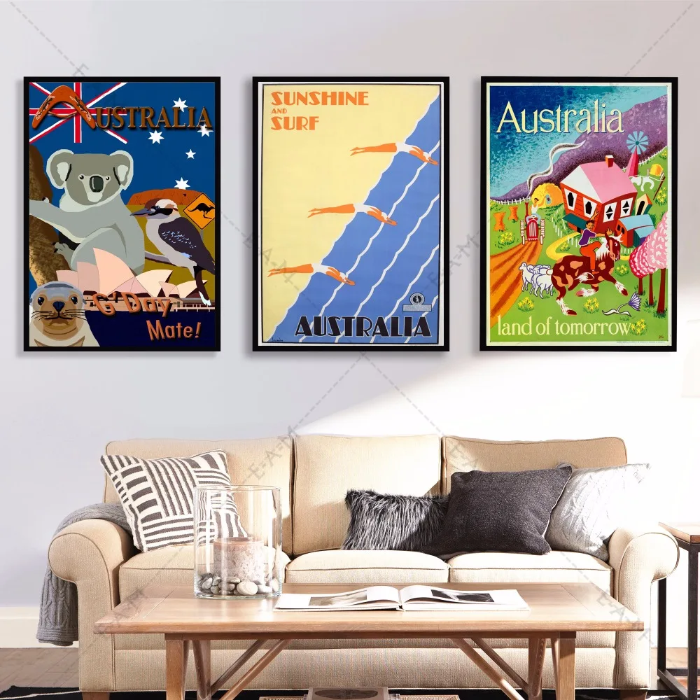 

Винтажные постеры и фотообои с австралийским путешествием, настенные картины для гостиной, домашняя декоративная спальня без рамки