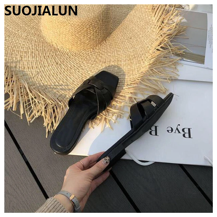 Женские пляжные шлепанцы SUOJIALUN повседневные брендовые на лето 2019|Тапочки| |