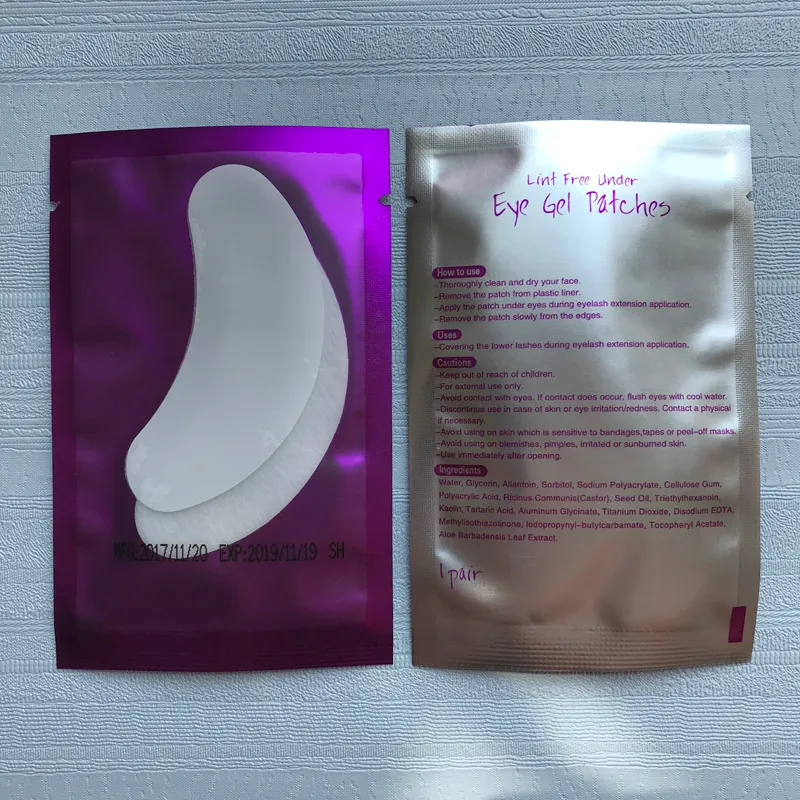 Фиолетовые 50 пар мини-гелевых патчей для глаз типа Eye Gel Patch Patches Pads Sticker Mask Blink Collage для наращивания ресниц и макияжа.