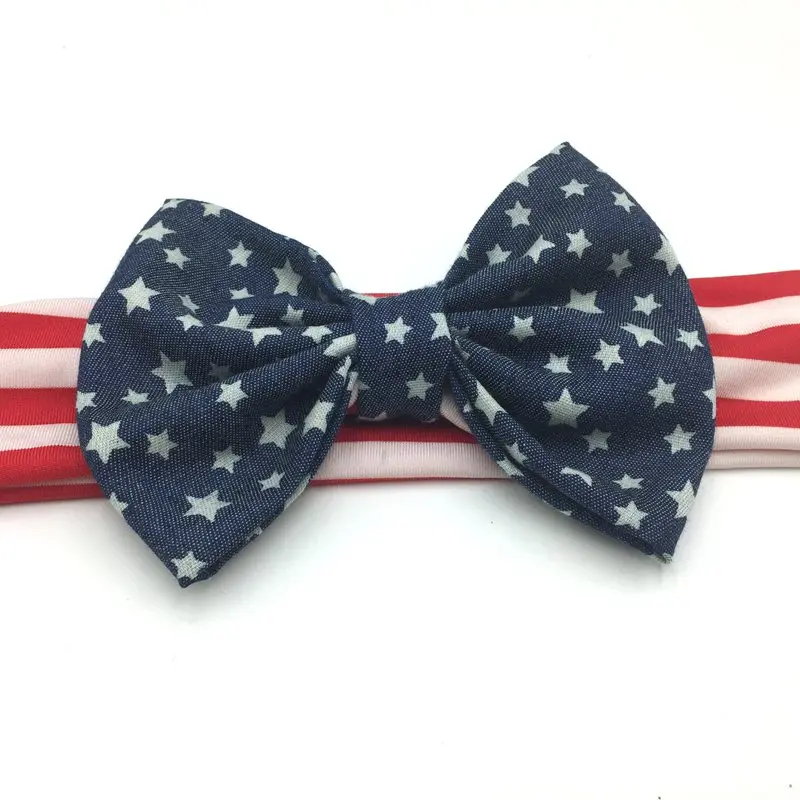 

5pcs/lot Chic Americal July 4th Independence Day Infantile Headband Charming DIY 5" Bow Hair Accessories New Arrival