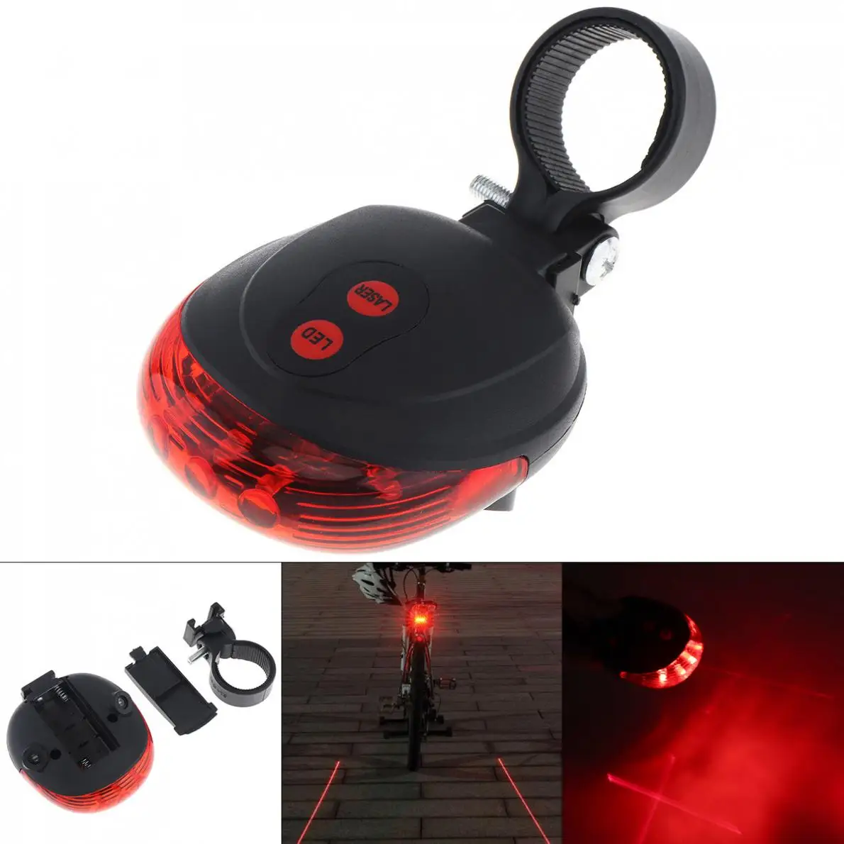 

Bicycle LED Taillight Safety Warning Light 5 LEDFlashing + Laser Night Mountain Bike Rear Light Tail Light Lamp Bycicle Light