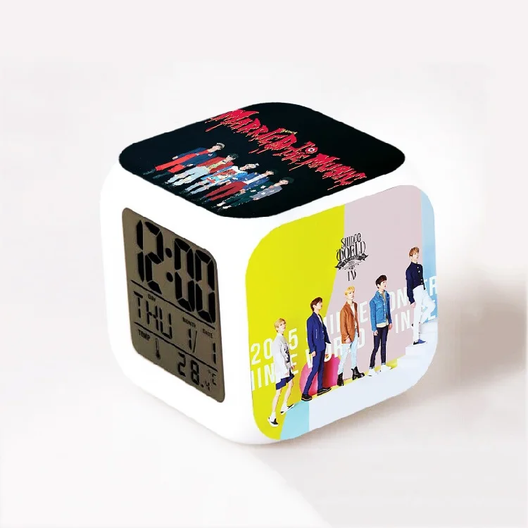 Kpop группы EXO Bigbang super junior infinite Got7 Kara LED 7 цветов вспышка меняющая ночник будильник