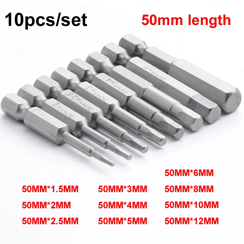 10 шт./компл. магнитные шестигранные наконечники отвертки 1/4 &quotс шестигранным
