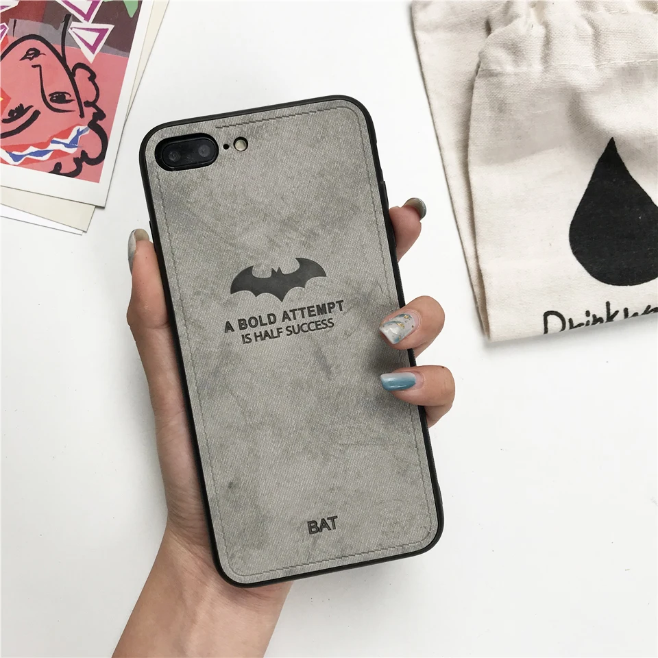Fabric Bat Vintage Case For iphone 7 Plus XS MAX XR X SE 5 5s 6 6s 8 XiaoMi A2 Lite A1 RedMi 6A 5A Note 4X Cloth Art Cover |