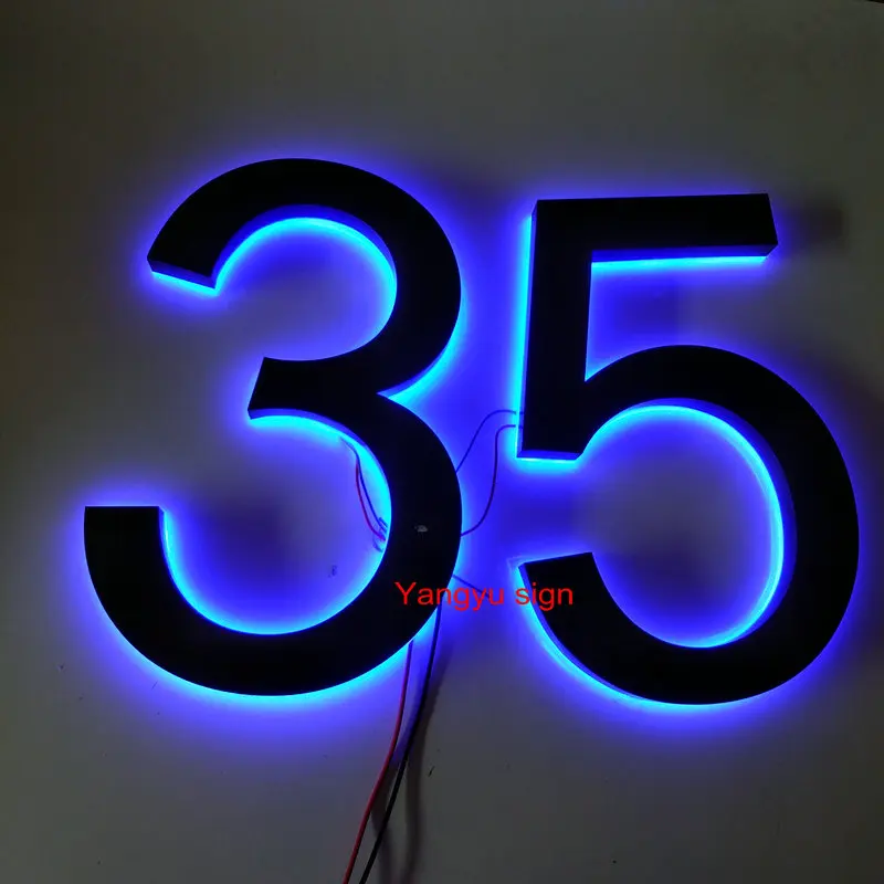 3D Открытый водонепроницаемый из нержавеющей стали led освещенные номера дома дверные номера