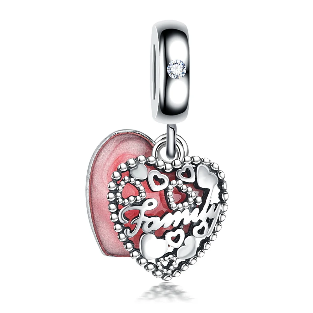 DIY кулон бусины в форме сердца серебро 925 пробы Висячие Подвески Fit Pandora Браслет