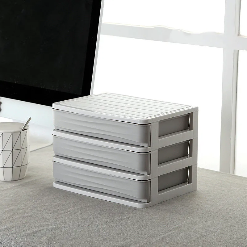 Grey 3 layer Пластиковый косметический ящик, органайзер для макияжа, коробка для хранения косметики, многослойный контейнер для ногтей, шкатулка, держатель, настольный чехол для хранения - Цвет: Grey 3 layer
