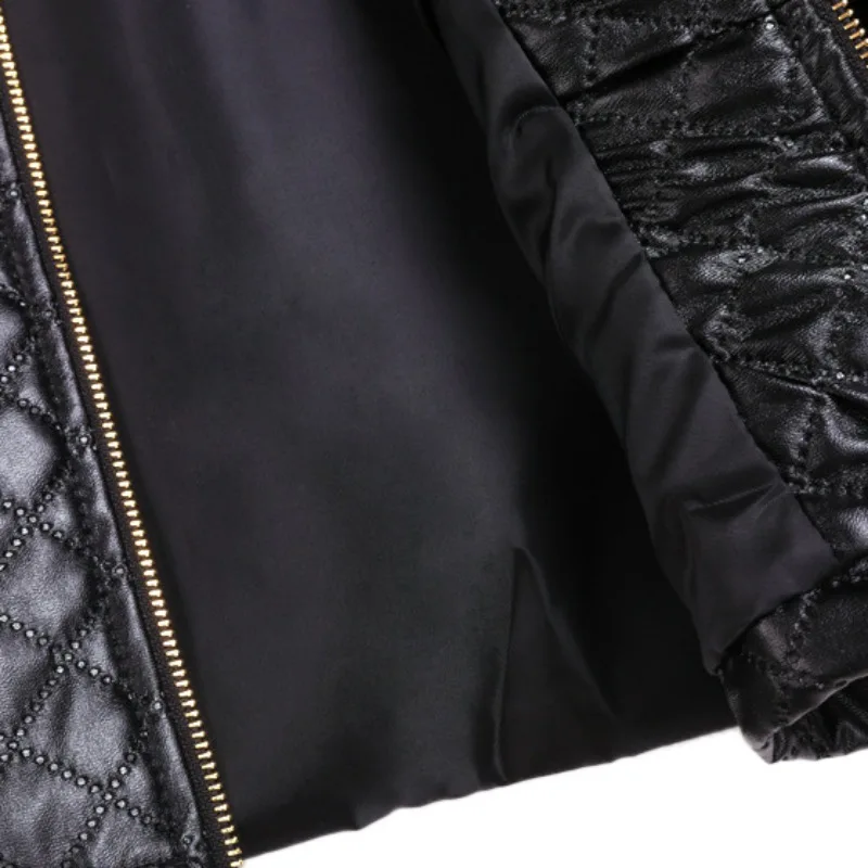 Женская кожаная куртка в стиле панк 2018 базовое осеннее пальто черная укороченная