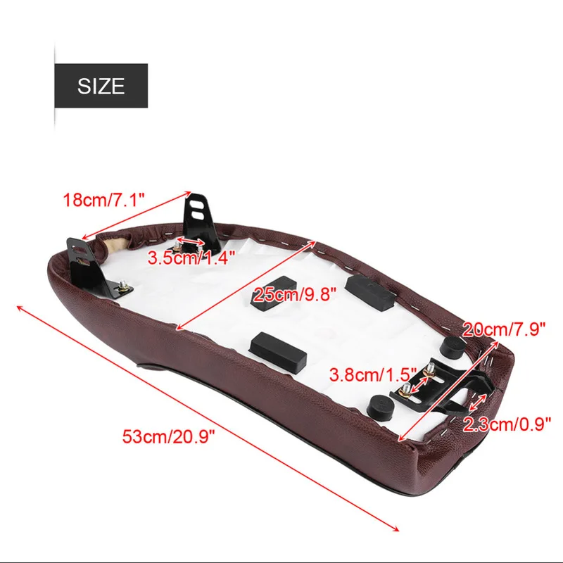 

Motorcycle PU Leather Vintage Cafe Racer Seat Hump Saddle Cushion for Honda CG125 GN CG