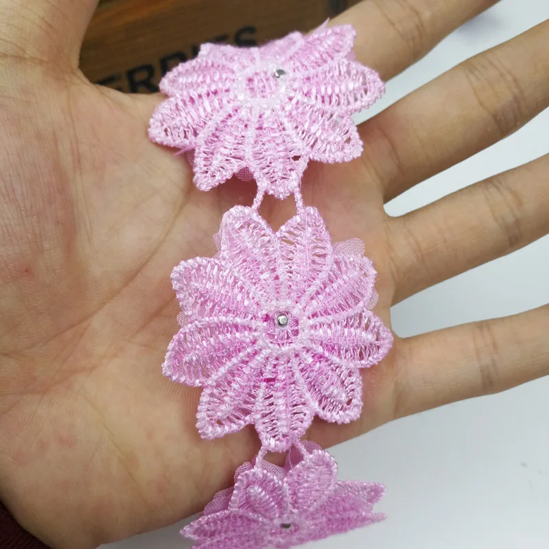 FFLACELL 15 ярдов шифоновое с цветочным кружевом отделка жемчугом вышивка тканевая