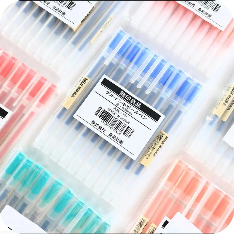 Гелевые ручки MUJI 10 шт. черные/синие/красные чернила цветные 0 5 мм 38 милые школа