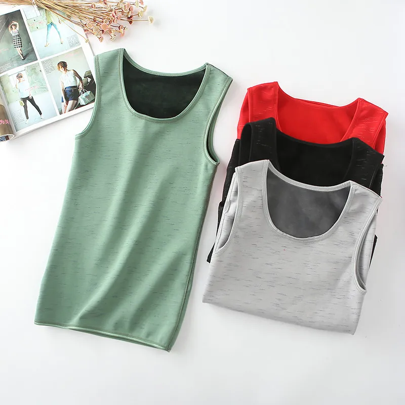 Осень-зима 2018 женские бархатные майки тонкая однотонная теплая Толстая майка