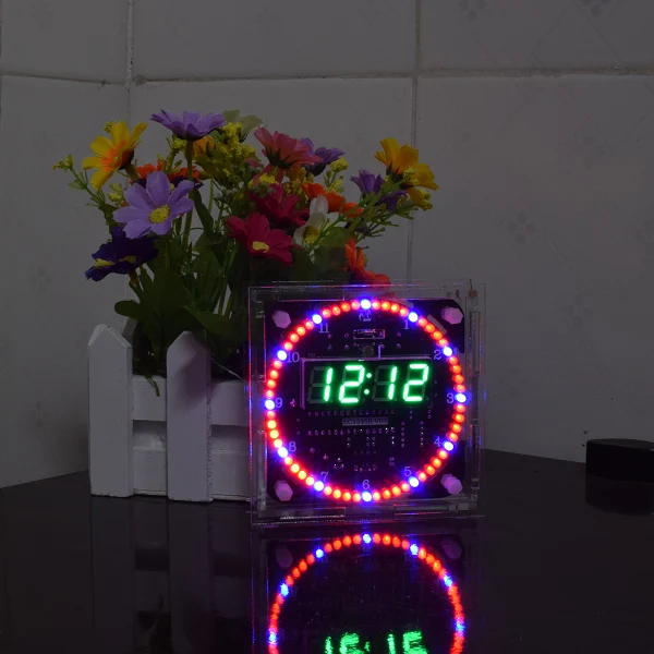 green 1 with case Обновление DIY EC1515B DS1302 свет Управление вращения светодиодный набор для электронных часов музыки доски световой сигнализации Управление часы - Цвет: green 1 with case