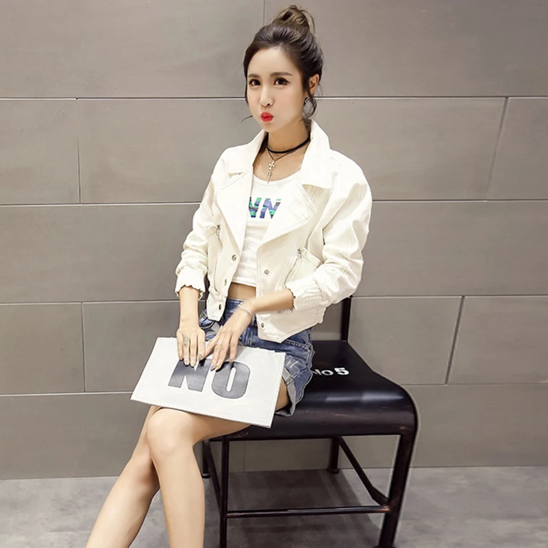 Белая джинсовая куртка для женщин короткая осень 2020 студенческое тонкое пальто
