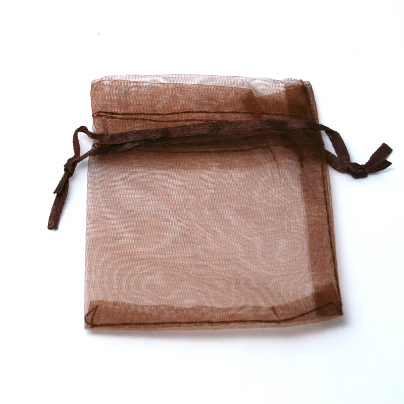 Dark Brown 10x15 см 10 шт./пакет мешки из органзы Свадебные мешки хорошее мешок для подарков, упаковка для ювелирных изделий и мелкоячеистым сумка - Цвет: Dark Brown