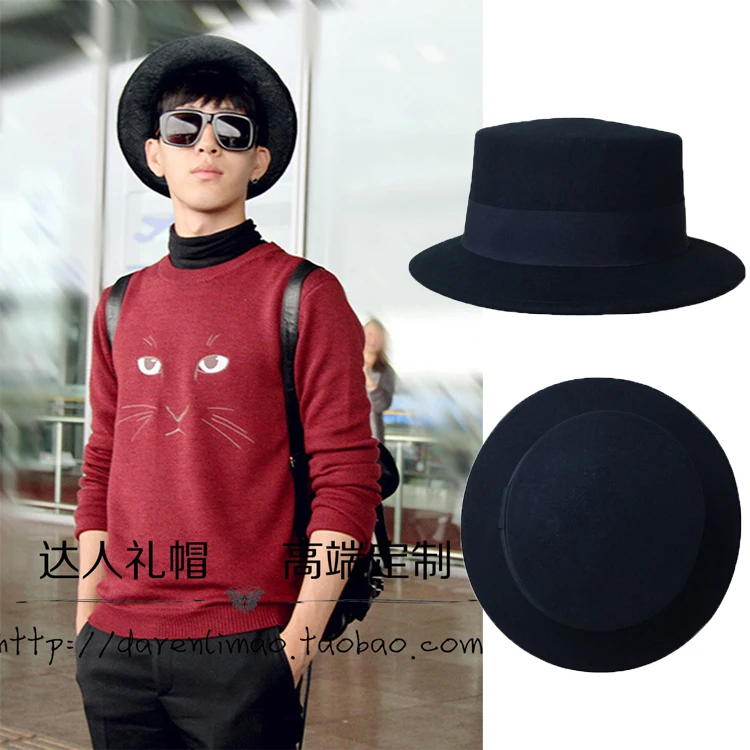 Плоская плоская шляпа fedoras Повседневная универсальная чистая шерстяная