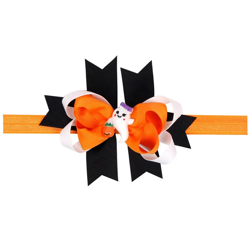 Halloween Elastic Band Baby Hair Accessories Cute Ribboen Bow Ghost Girls Headband Hallowas Bows | Детская одежда и обувь