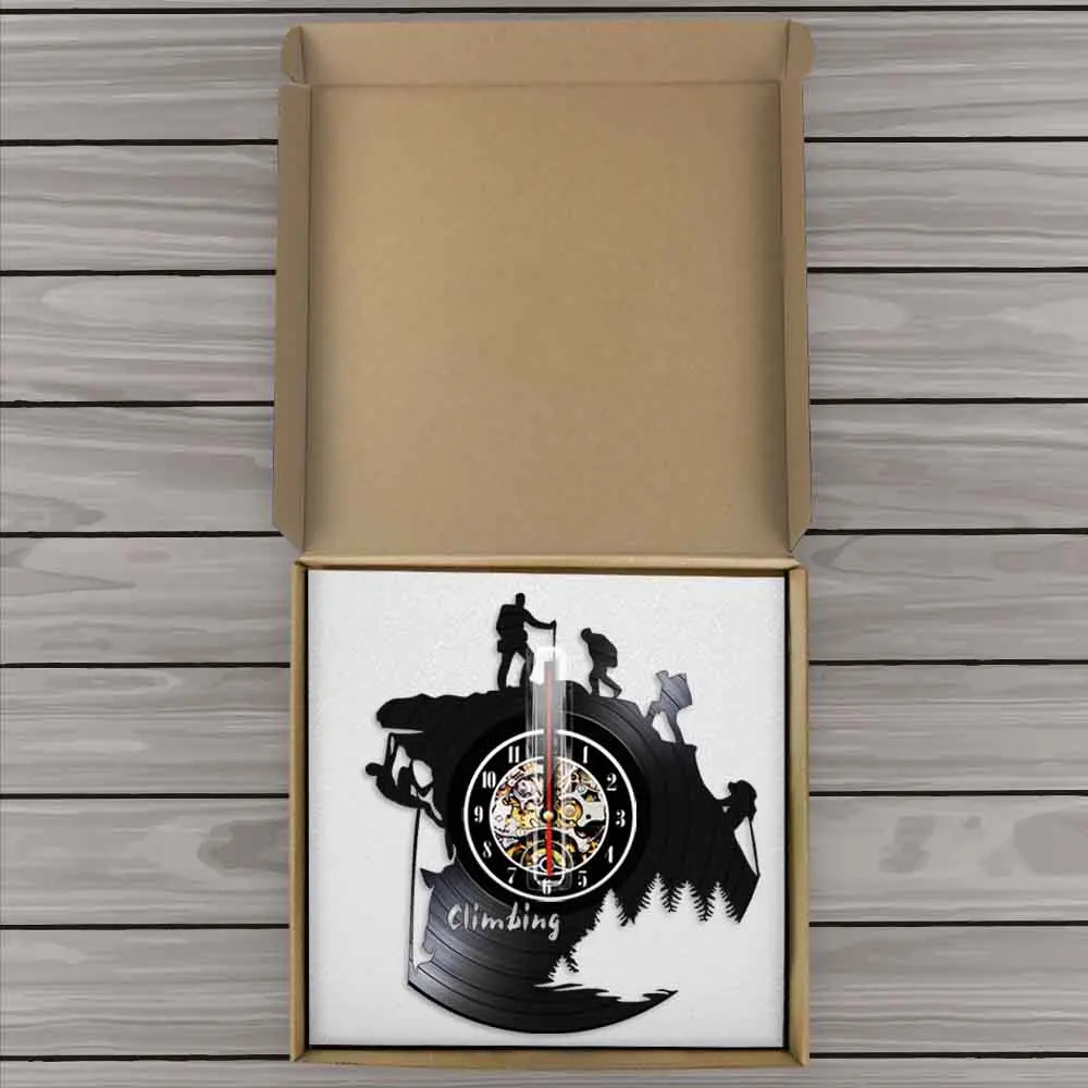 

Hiking Mountain Climbing LED Lamp Vinyl Record Wall Clock Adventure Extreme Sport Modern Lamp For Climbing Lover Gift