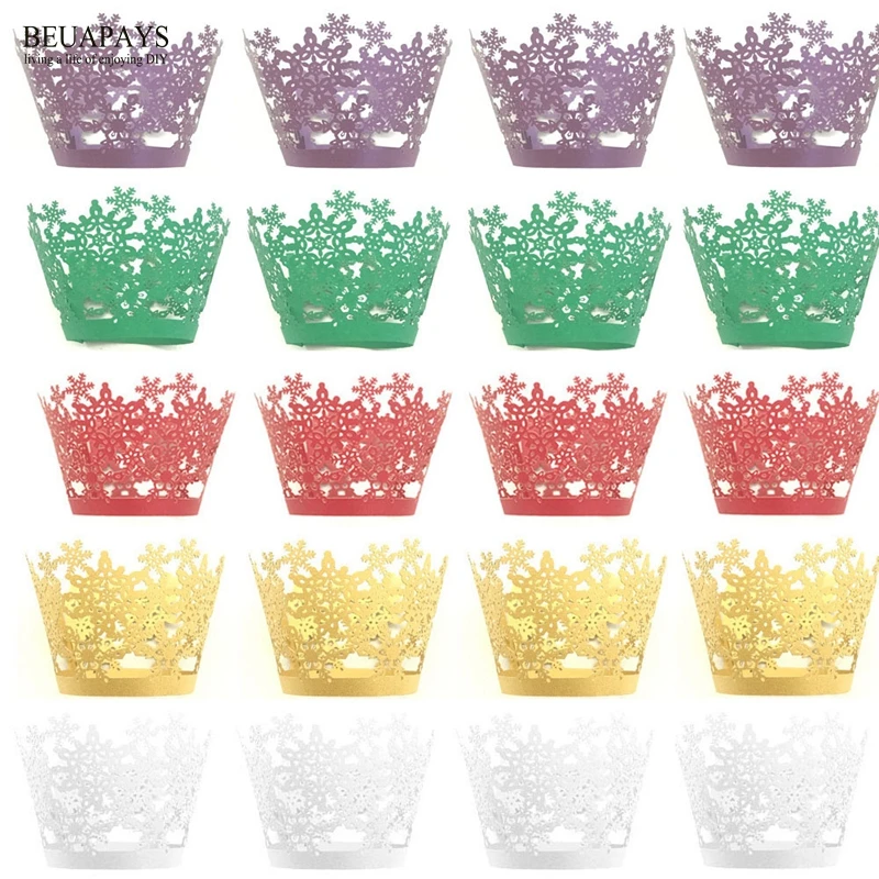 120pcs Mats Pads wedding deor Christmas Snowflake Cup Cake Rim Hollow Cake Paper Lace Hotel Party Cake Room decoration for home