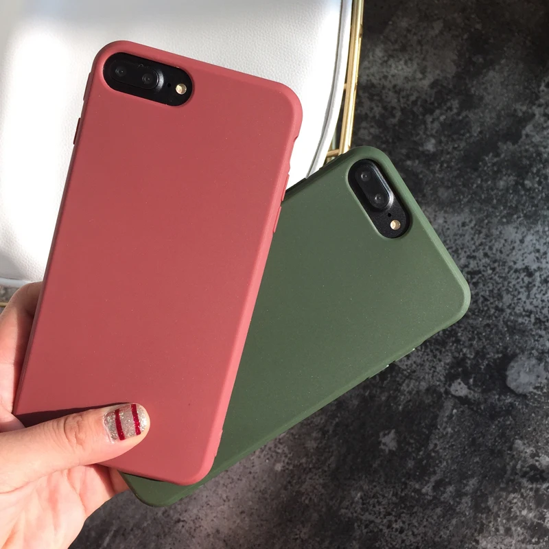 Hot Skin Soft Silicone Case For iPhone XS Max 6 6S Plus Army Green Wine Red Cover 7 8 XR X 8Plus iPhone7 |