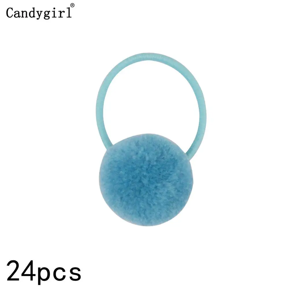 Sky Blue Hair Rope 24 шт., меховой шарик, эластичный, для девушек, женщин, конский хвост, держатели, плюшевый шар, кольцо для волос, эластичная резинка для волос, резинка для волос, аксессуары для волос, резинка для волос - Цвет: Sky Blue Hair Rope