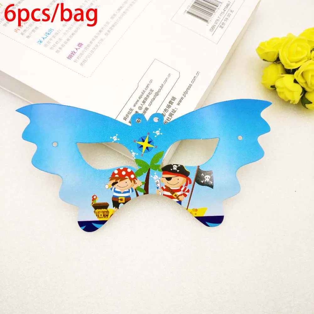 mask 6pcs Пиратские чашки, тарелки и соломки, Детский Пиратский Набор для вечеринки в честь Дня Рождения, вечерние принадлежности, набор для свадьбы, вечеринки - Цвет: mask 6pcs