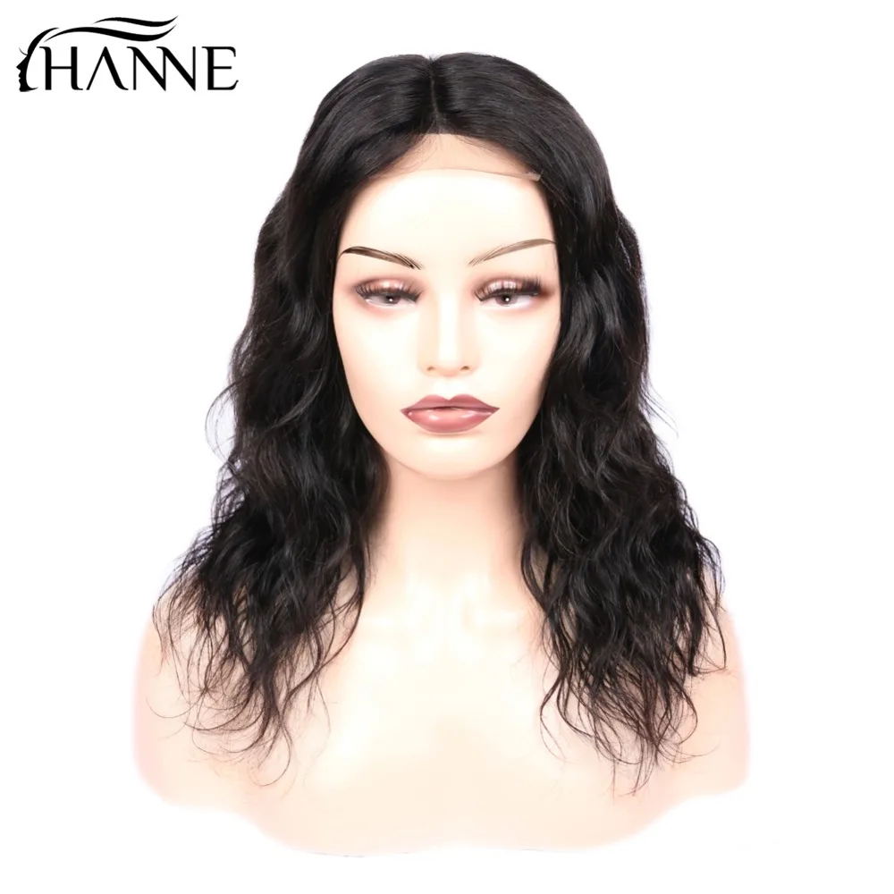 Короткие 4*4 парик из натуральных волнистых волос Remy L/M/R 3 части человеческих волос парики для женщин 150% плотность натуральный цвет HANNE