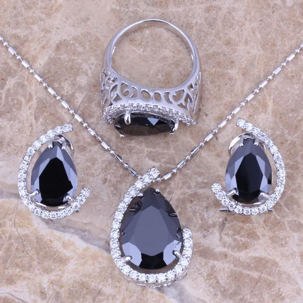 Комплект из кольца и серёг с фианитом Размер 5 / 6 7 8 9 10|silver jewelry set|jewelry setsearring pendant |