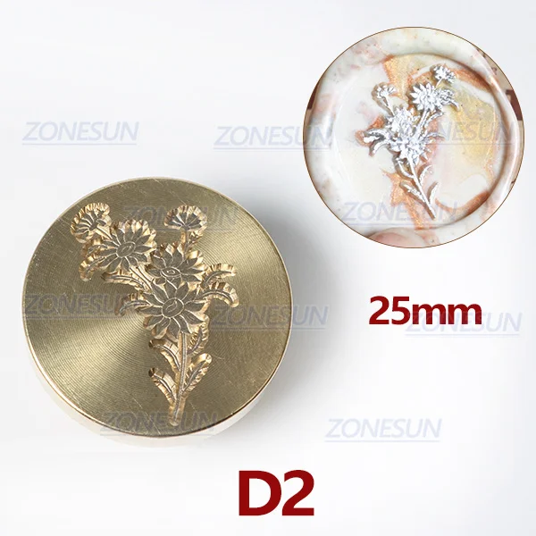 D2 ZONESUN восковая печать штамп растительное уплотнение воск штамп латунные головки с деревянной ручкой винтажный воск, оформленный в стиле ретро штамп для приглашений - Цвет: D2
