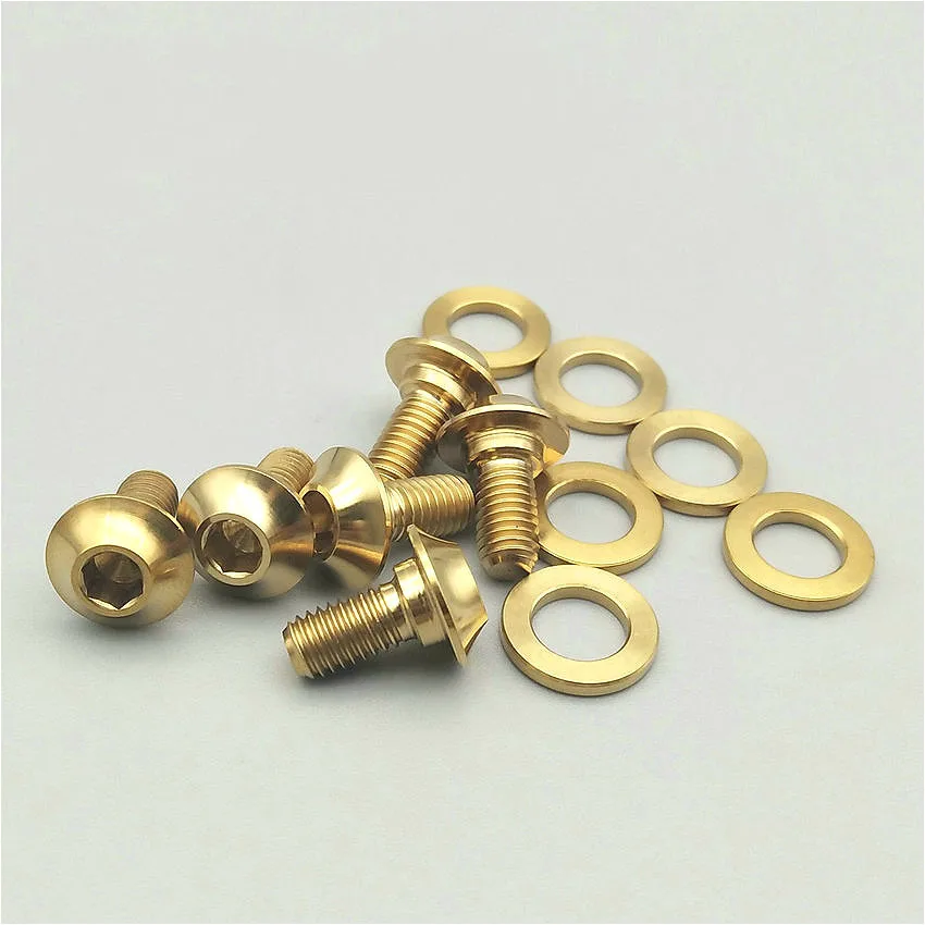 4 шт. Зажим тормозной блок фиксации M5 x10mm Ti Болт Золотой/многоцветный конус колпачки с пленкой титановые болты Ti крепежный винт