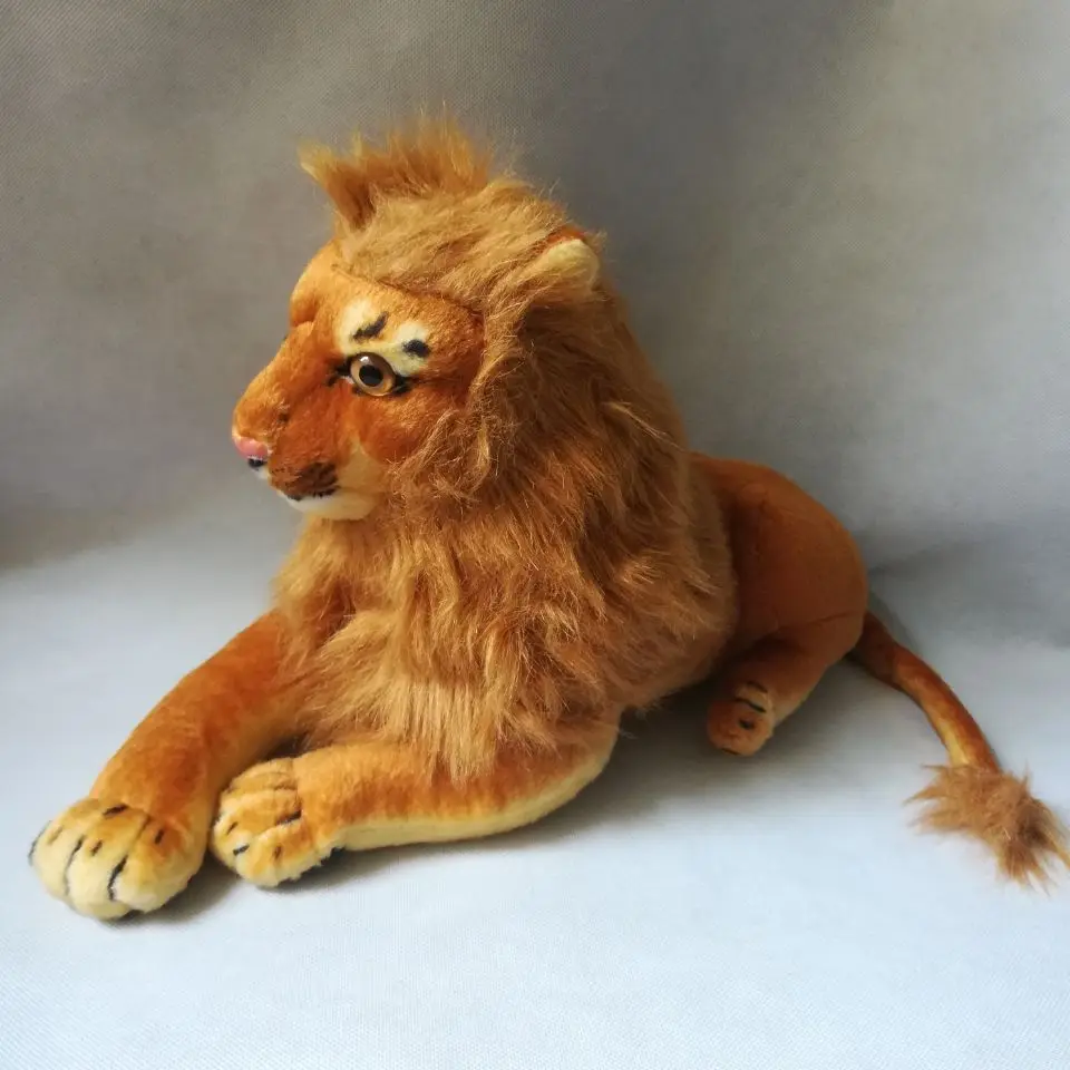 В реальной жизни toy около 42 см лежащий мужской игрушечный плюшевый Лев мягкая детская игрушка-кукла подарок на день рождения h2399
