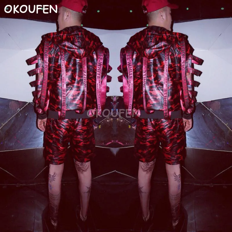 Мужской кожаный костюм в стиле хип-хоп |