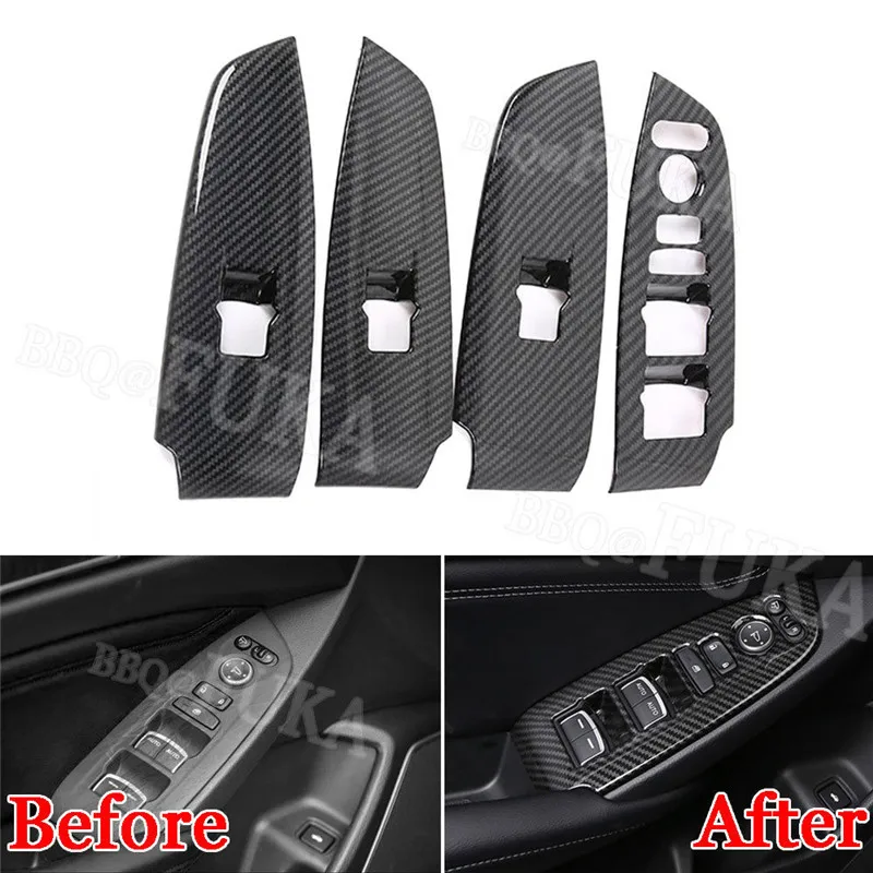 

4pcs Carbon Fiber Color Car Window Lift Switch Button Cover Trim Sticker Fit for Honda Accord 2018 Car Accessories Styling