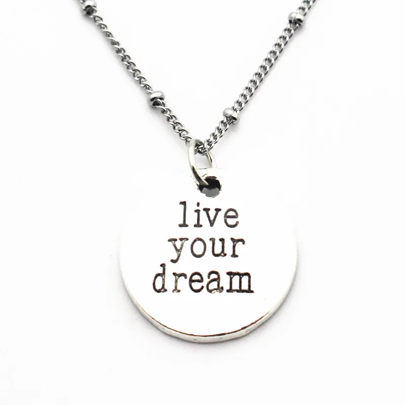 1 шт./лот ожерелье из сплава Live your dream подвеска длинная цепочка 50 см Подвески на шею