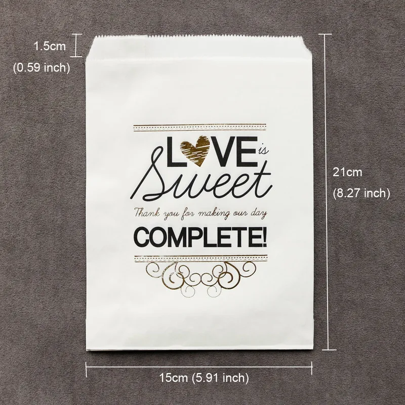15x21 см Love Is Sweet подарочные бумажные пакеты для свадьбы и дня рождения попкорн