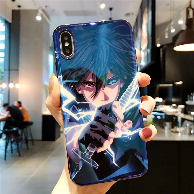 Наруто Аниме боль Саске Uzumaki чехол для iPhone 6 S 7 8 Plus X XR XS MAX мультфильм глянцевый Blu-Ray Мягкий силиконовый чехол