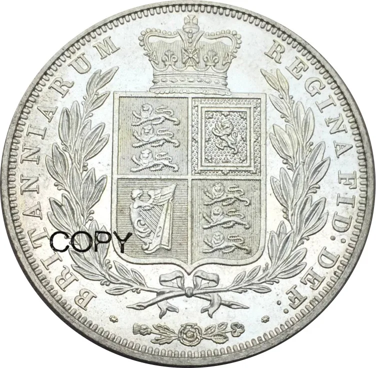 Английская Корона 1/2 короны коллекция 1845 г. серебряная головка с покрытием из